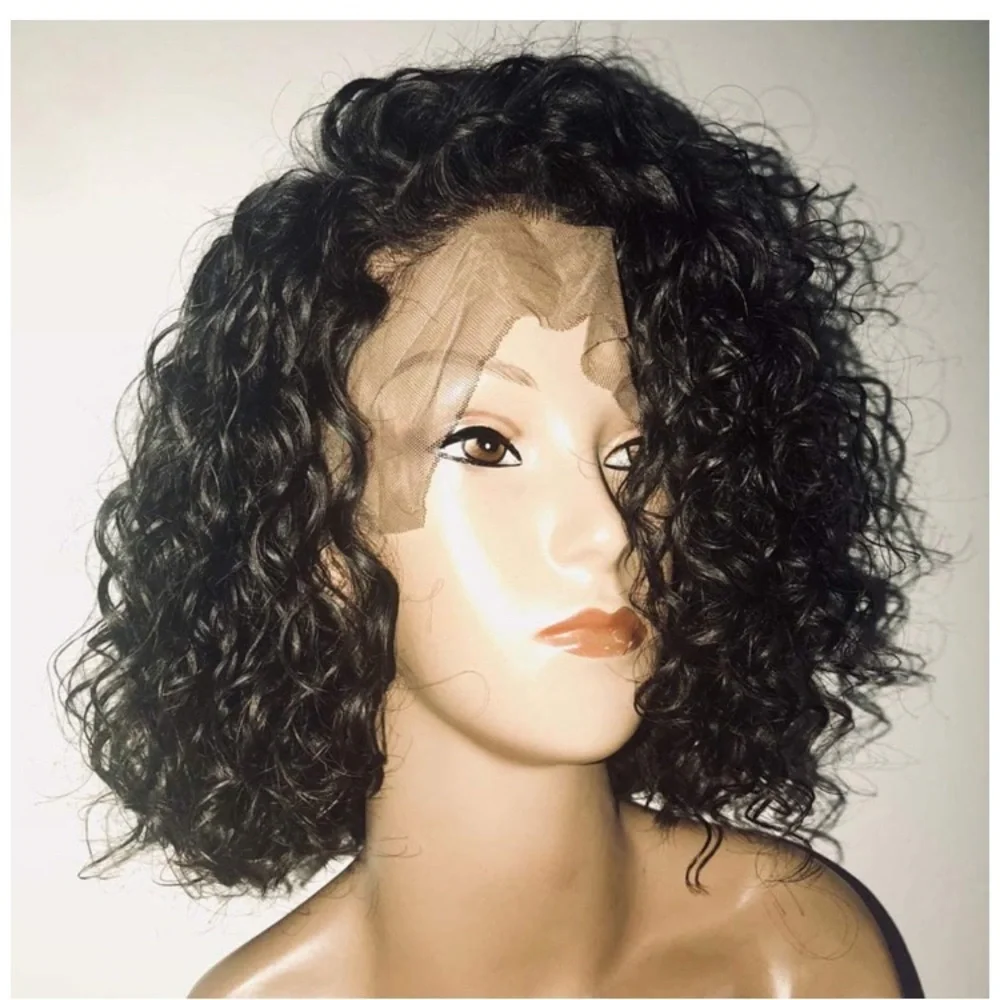 Short Bob Curly Human Hair Lace Front Wig